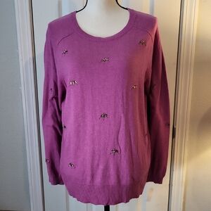 Nic + Zoe Bejeweled Crew Neck Sweater